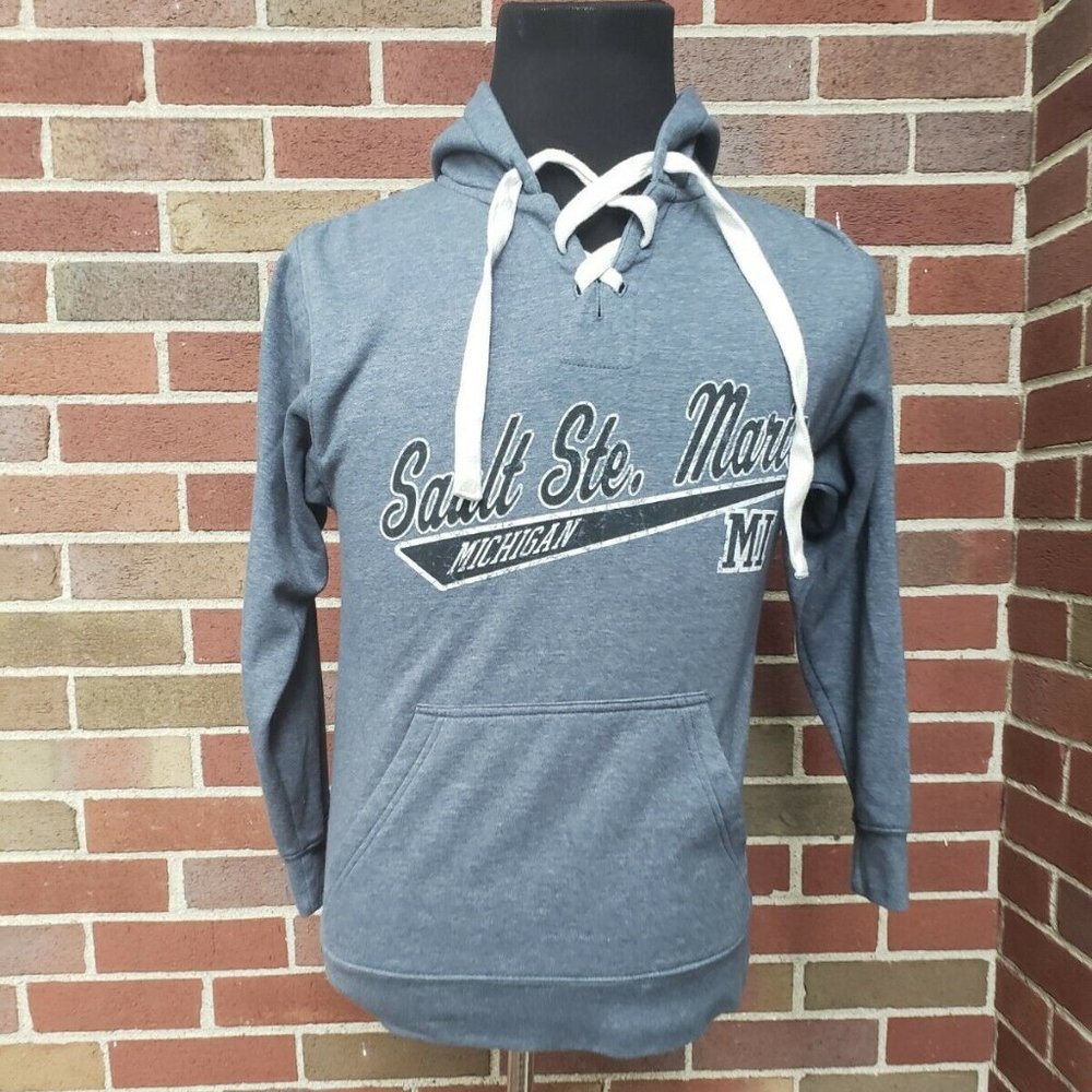 RETRO VISION APPAREL Size Small Men's Hockey Style Hoodie Blue Michigan